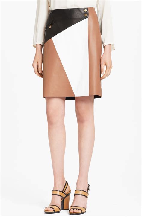 michael kors leather tan gold|Michael Kors leather skirt.